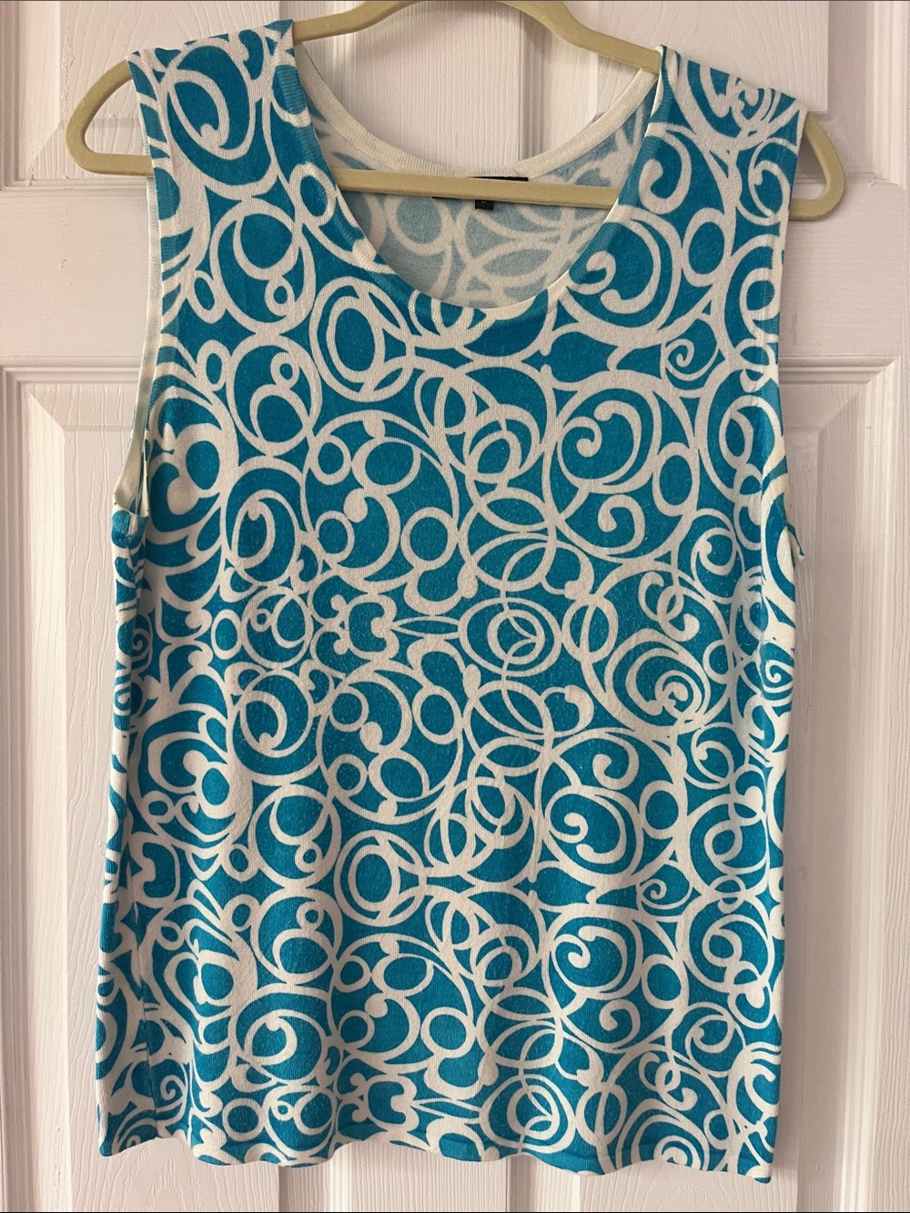 Pierri New York Turqouise and White Swirl Sleeveless Tank